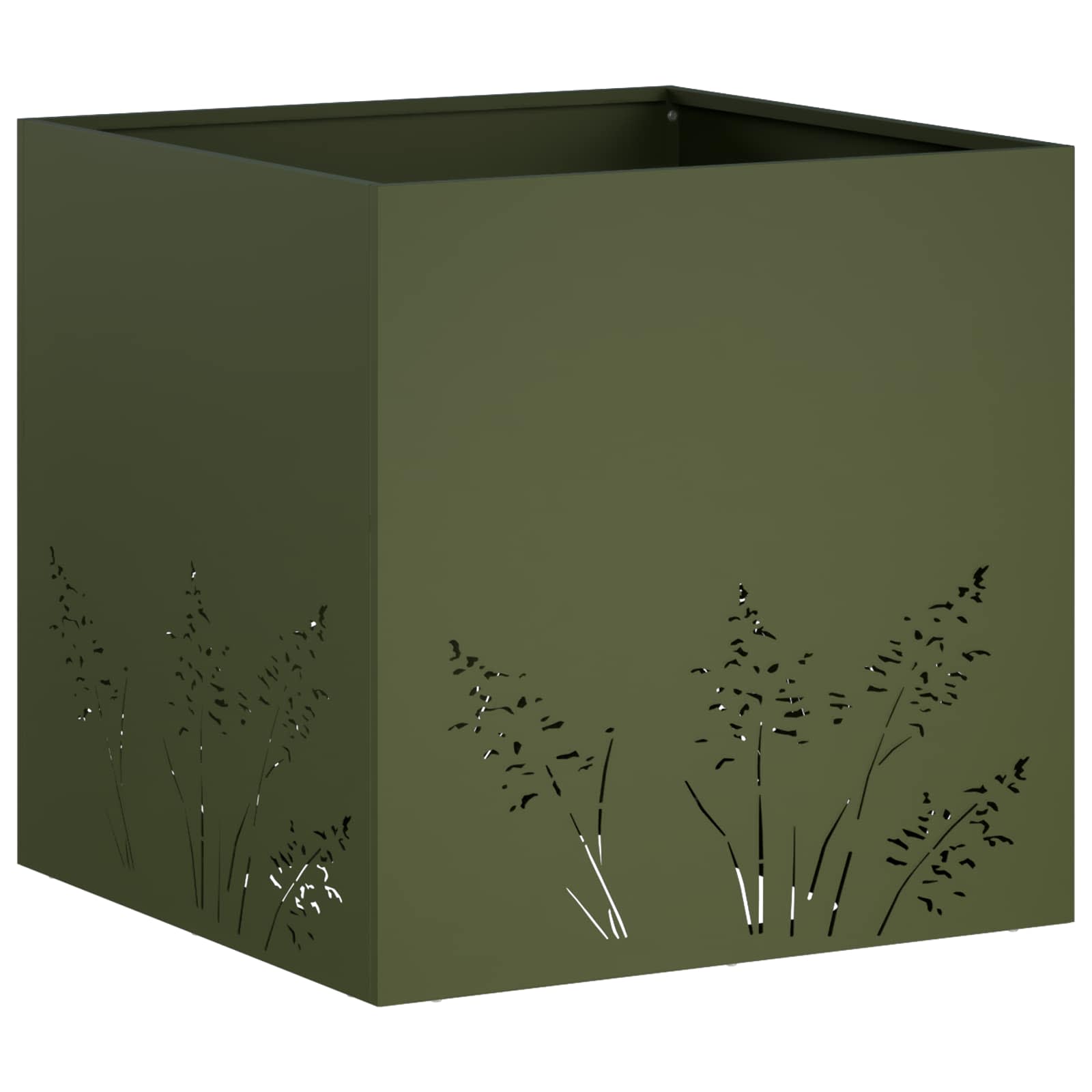 vidaXL Γλάστρα Κήπου 2 τμχ. Λαδί 50 x 50 x 49 cm Ψυχρής έλασης χάλυβας - Image 4