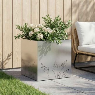 vidaXL Γλάστρα Κήπου Ασημί 50 x 50 x 49 cm Γαλβανισμένος Χάλυβας
