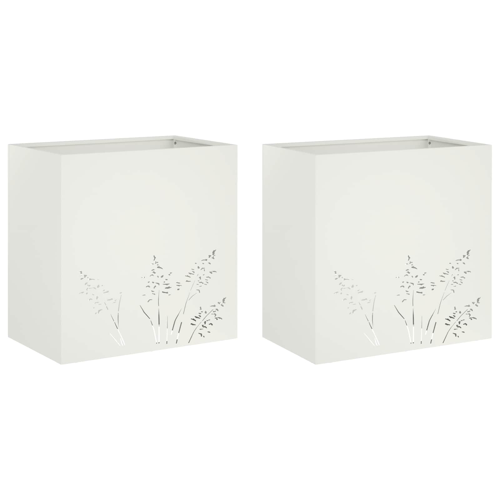 vidaXL Γλάστρα Κήπου 2 τμχ. Λευκό 50 x 30 x 49 εκ - Image 2