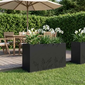 vidaXL Γλάστρα Κήπου Μαύρο 80 x 20 x 49 εκ Ψυχρής έλασης χάλυβας