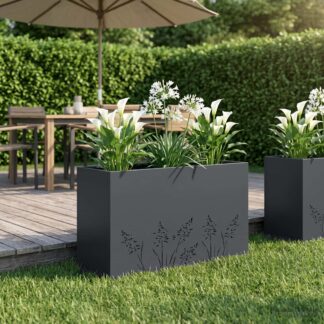 vidaXL Γλάστρα Κήπου Ανθρακί 80 x 20 x 49 εκ Ψυχρής έλασης χάλυβας