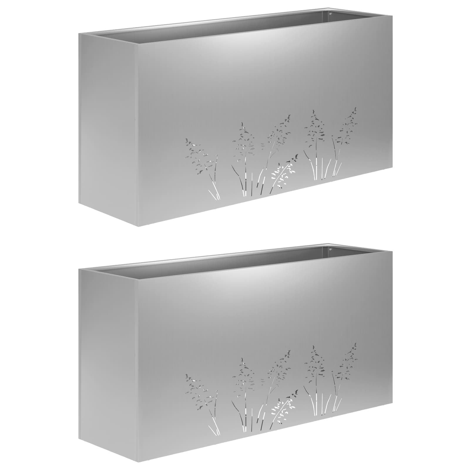 vidaXL Γλάστρα Κήπου 2 τμχ. Ασημί 100 x 20 x 49 εκ - Image 2