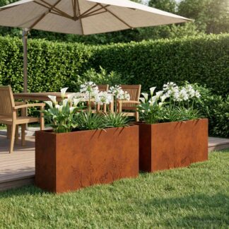 vidaXL Γλάστρα Κήπου 2 τμχ. Σκ rusty 100 x 20 x 49 εκ