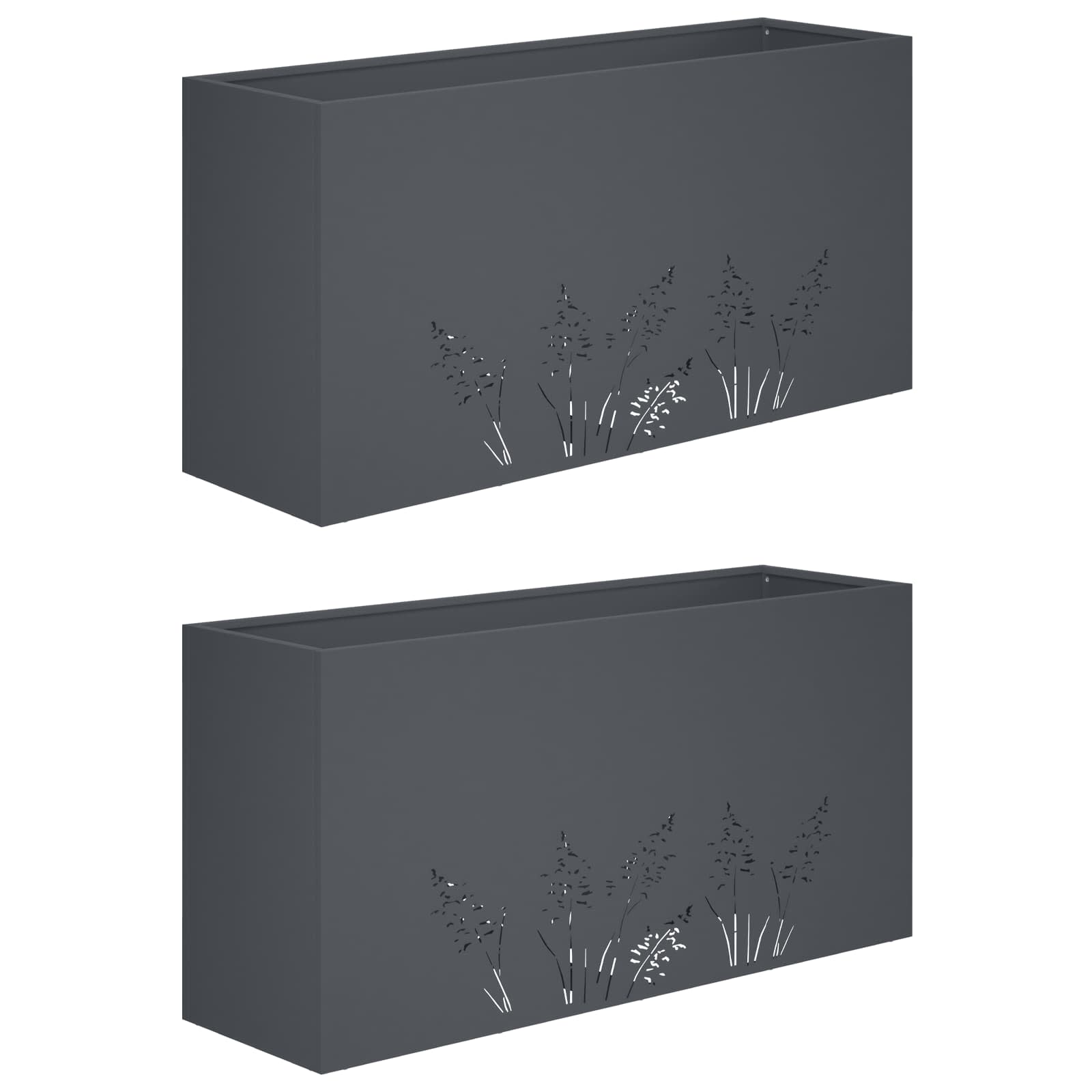 vidaXL Γλάστρα Κήπου 2 τμχ. Ανθρακί 100 x 30 x 49 εκ - Image 2