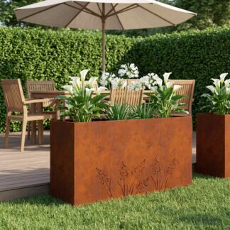vidaXL Γλάστρα Κήπου Σκ rusty 100 x 30 x 49 εκ
