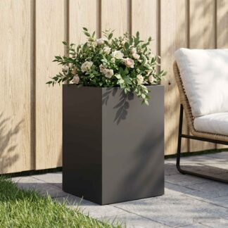 vidaXL Γλάστρα Κήπου Μαύρο 40 x 40 x 60 cm Ψυχρής έλασης χάλυβας