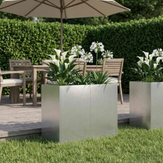 vidaXL Γλάστρα Κήπου Ασημί 80 x 40 x 60 cm Ανοξείδωτο Ατσάλι