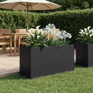 vidaXL Γλάστρα Κήπου Μαύρο 120 x 40 x 60 εκ Ψυχρής έλασης χάλυβας