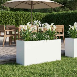 vidaXL Γλάστρα Κήπου Λευκό 120 x 40 x 60 εκ Ψυχρής έλασης χάλυβας