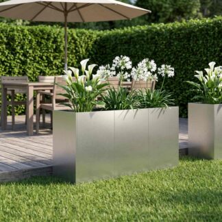 vidaXL Γλάστρα Κήπου Ασημί 120 x 40 x 60 εκ Ανοξείδωτο Ατσάλι