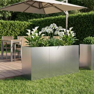 vidaXL Γλάστρα Κήπου Ασημί 120 x 40 x 60 εκ Γαλβανισμένος Χάλυβας