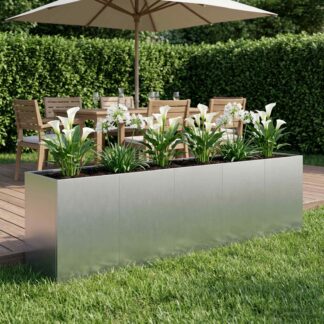 vidaXL Γλάστρα Κήπου Ασημί 200 x 40 x 60 εκ Γαλβανισμένος Χάλυβας