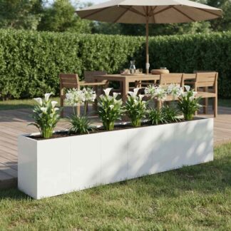 vidaXL Γλάστρα Κήπου Λευκό 280 x 40 x 60 εκ Ψυχρής έλασης χάλυβας