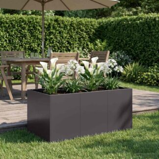 vidaXL Γλάστρα Κήπου Μαύρο 120 x 80 x 60 εκ Ψυχρής έλασης χάλυβας