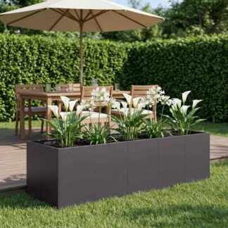 vidaXL Γλάστρα Κήπου Μαύρο 200 x 80 x 60 εκ Ψυχρής έλασης χάλυβας