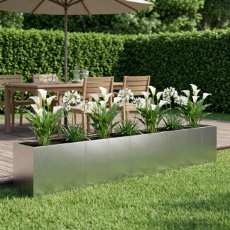 vidaXL Γλάστρα Κήπου Ασημί 360 x 40 x 60 εκ Ανοξείδωτο Ατσάλι