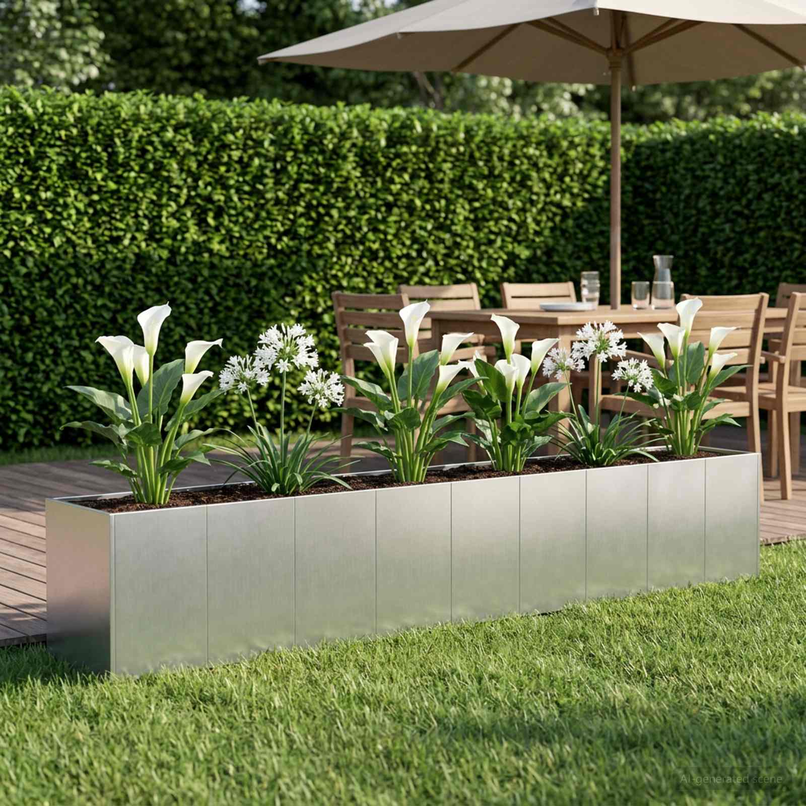 vidaXL Γλάστρα Κήπου Ασημί 360 x 40 x 60 εκ Γαλβανισμένος Χάλυβας