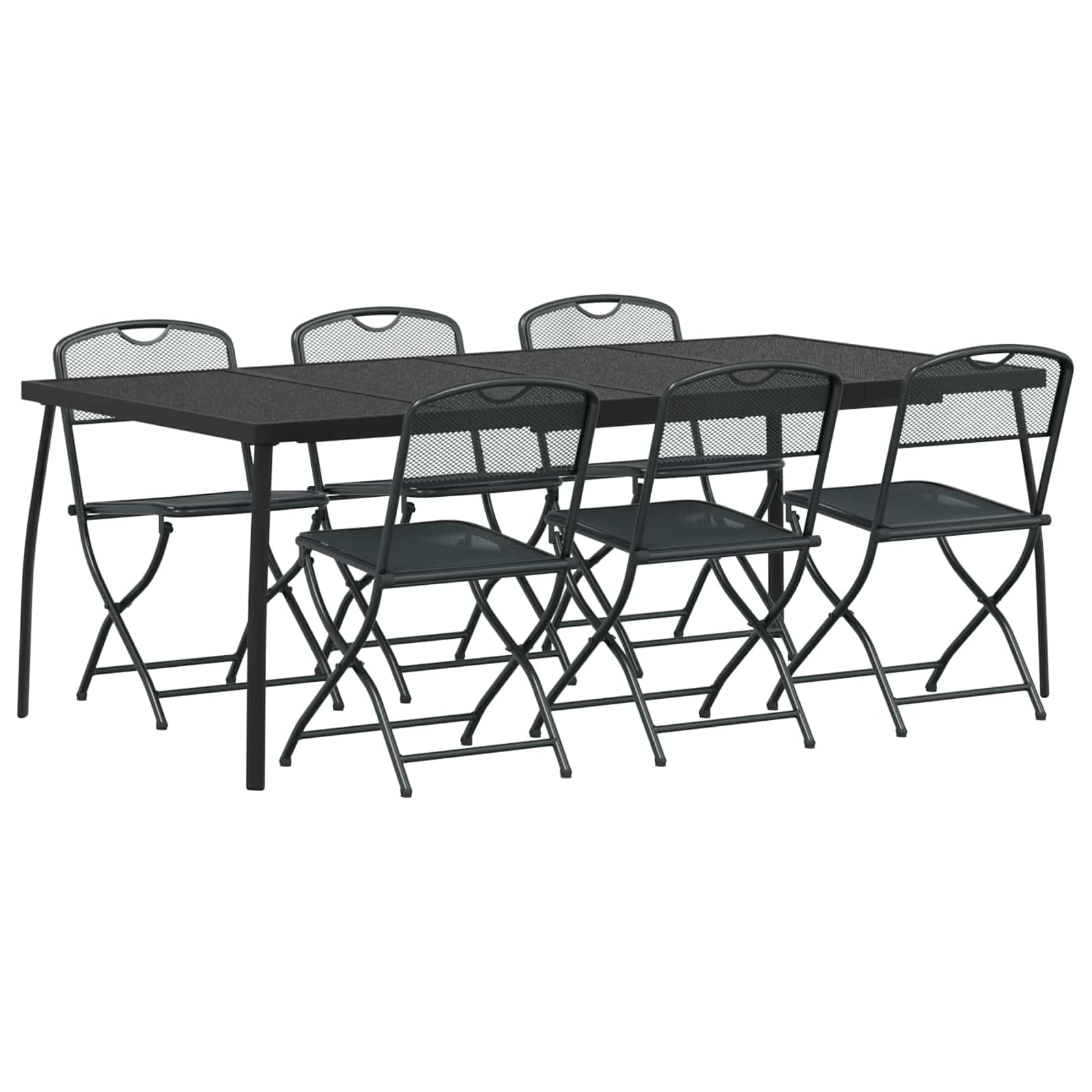 vidaXL Σετ Εξωτερικών Επίπλων 7 τμχ. Ανθρακί Σίδηρος και Χάλυβας - Image 2