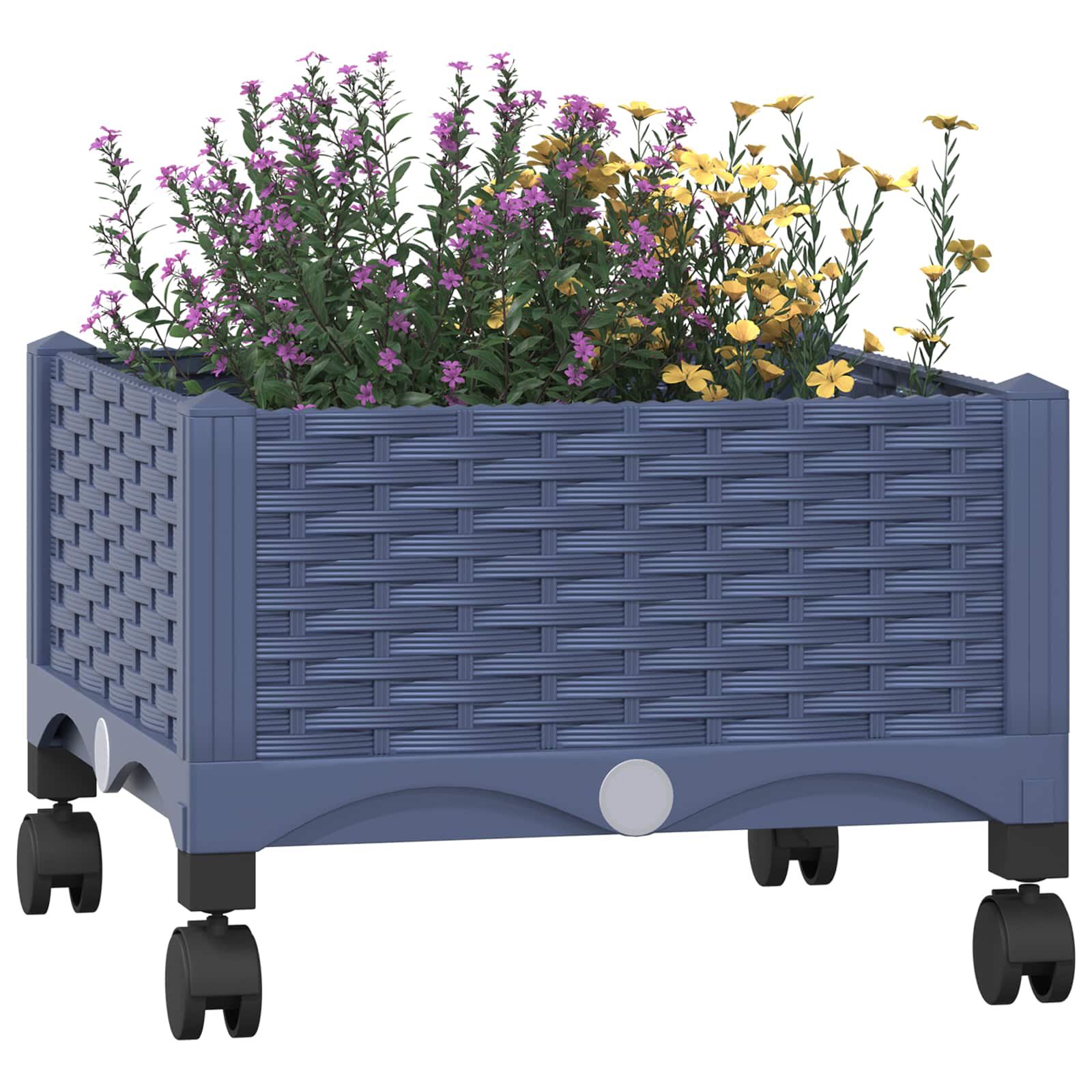 vidaXL Κήπος Γλαστράκι με Ροδάκια Μπλε Γκρι 40 x 40 x 33 cm PP - Image 3