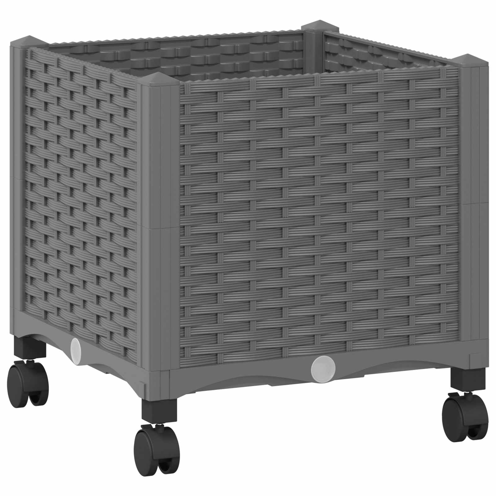 vidaXL Κήπος Γλαστράκι με Ροδάκια Ανοιχτό γκρι 40 x 40 x 48 cm PP - Image 2