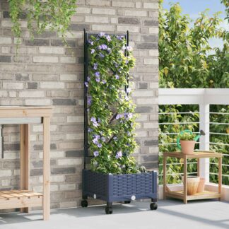 vidaXL Γλάστρα κήπου με πέργκολα & τροχούς Γκρι 40 x 40 x 131,5 εκ. PP