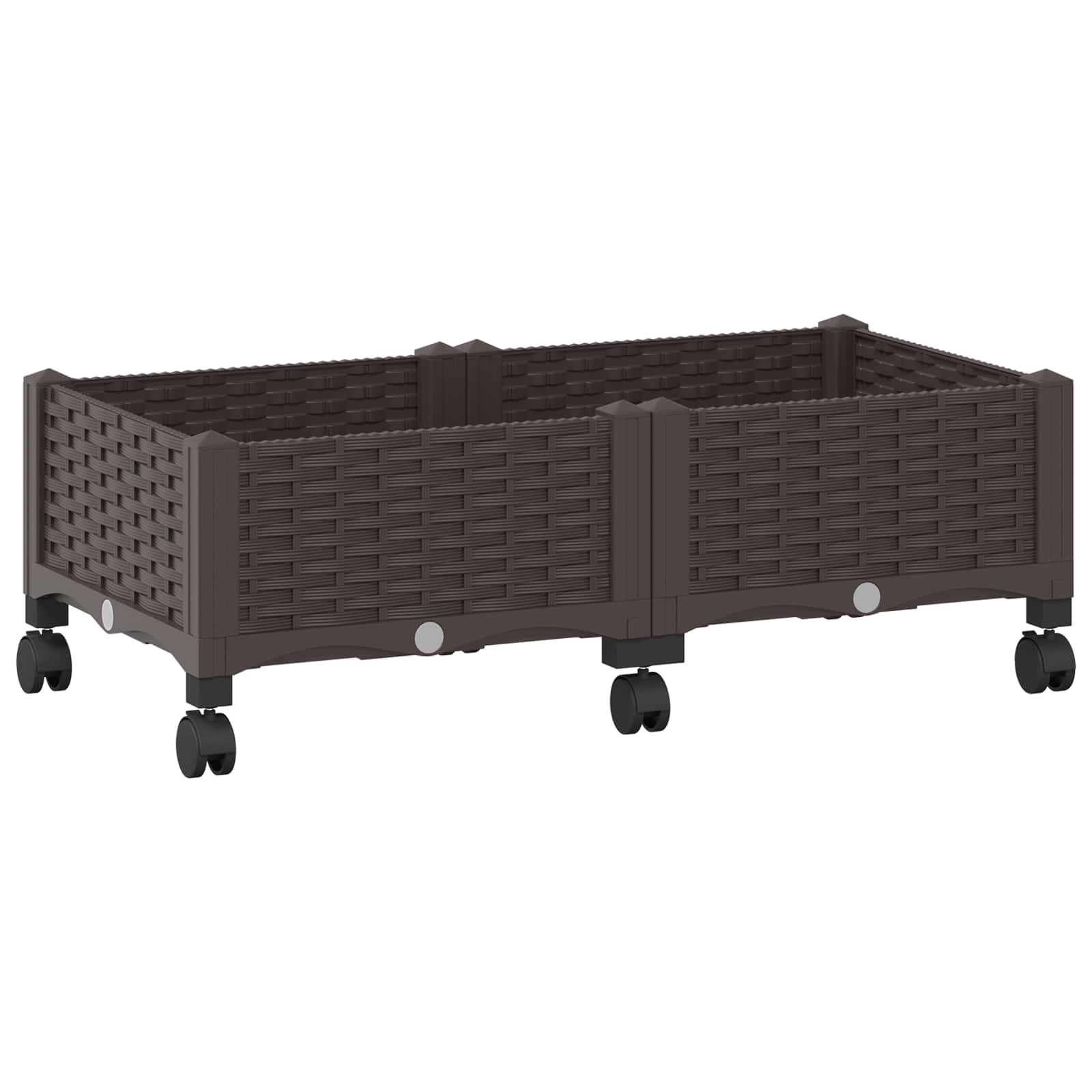vidaXL Κήπος Γλαστράκι με Ροδάκια Καφέ 80 x 40 x 29 εκ PP - Image 2