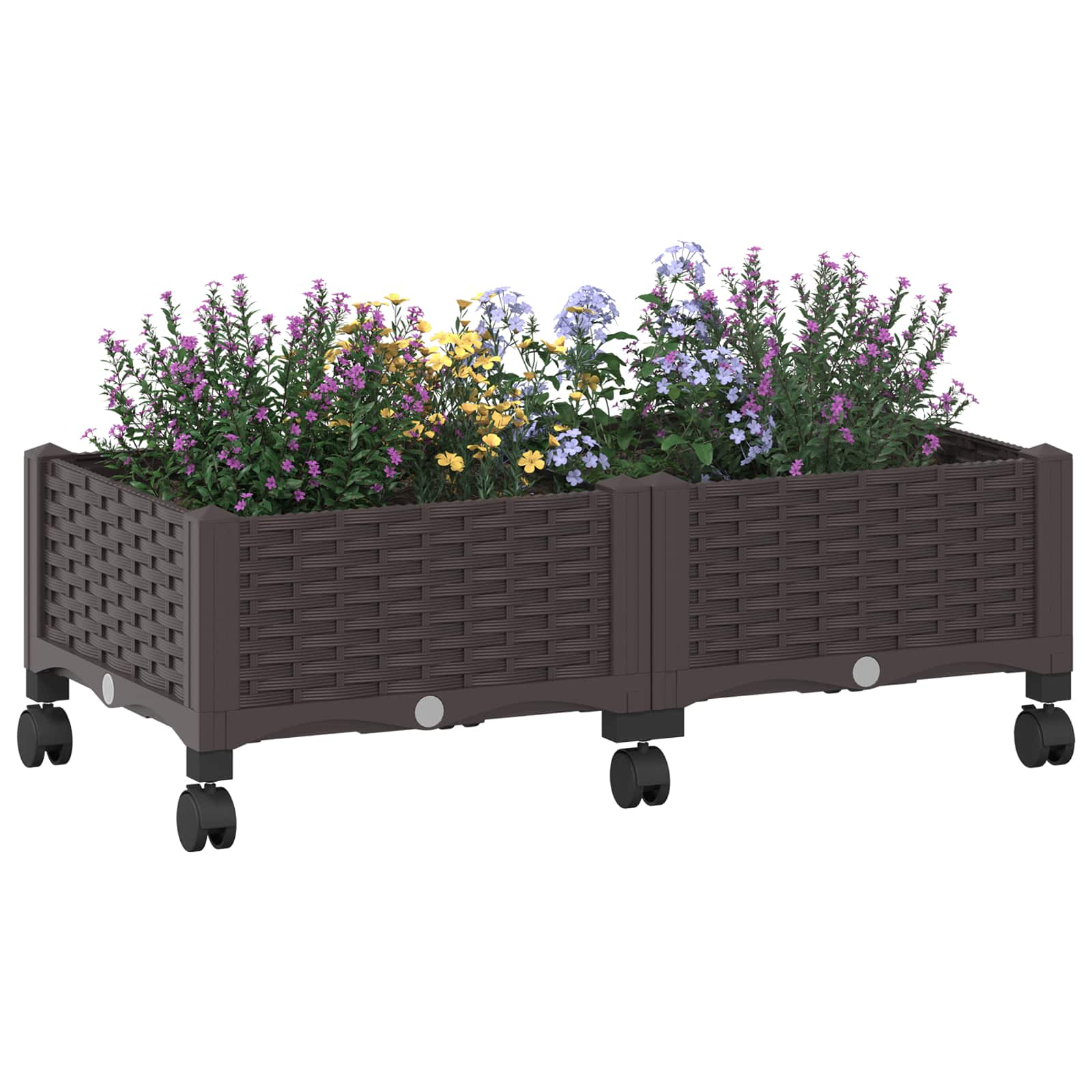 vidaXL Κήπος Γλαστράκι με Ροδάκια Καφέ 80 x 40 x 29 εκ PP - Image 3