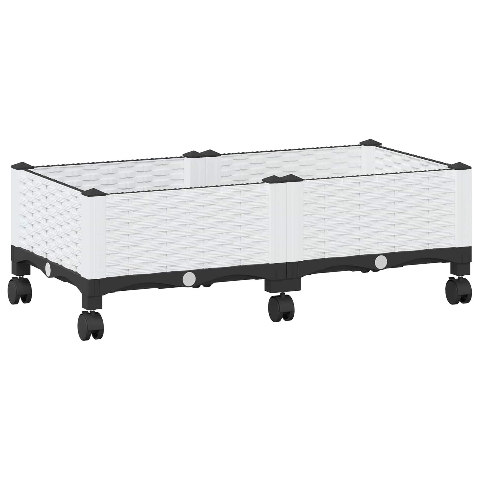 vidaXL Κήπος Γλαστράκι με Ροδάκια Λευκό 80 x 40 x 33 cm PP - Image 2