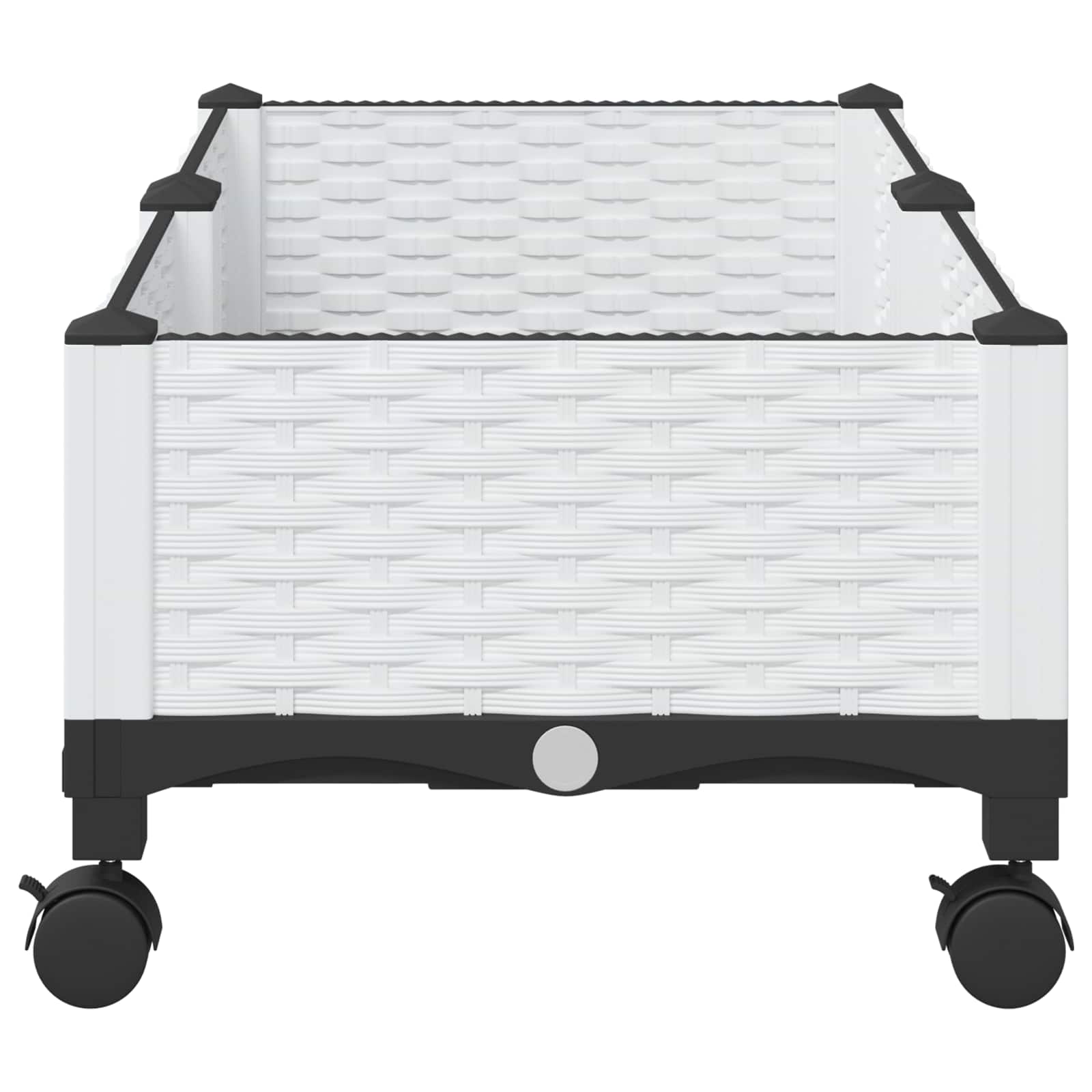 vidaXL Κήπος Γλαστράκι με Ροδάκια Λευκό 80 x 40 x 33 cm PP - Image 4