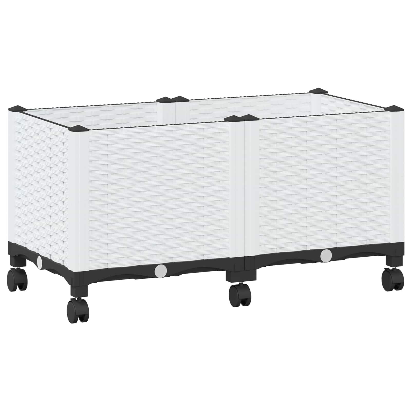 vidaXL Κήπος Γλαστράκι με Ροδάκια Λευκό 80 x 40 x 48 cm PP - Image 2