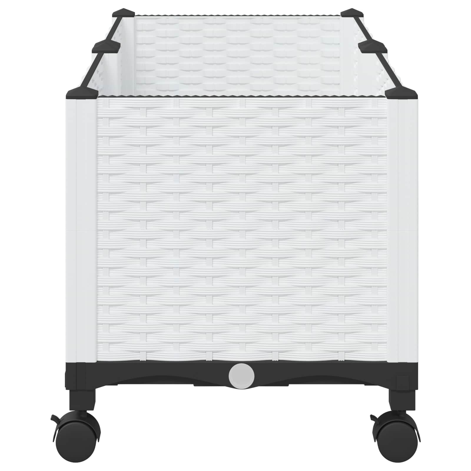 vidaXL Κήπος Γλαστράκι με Ροδάκια Λευκό 80 x 40 x 48 cm PP - Image 4