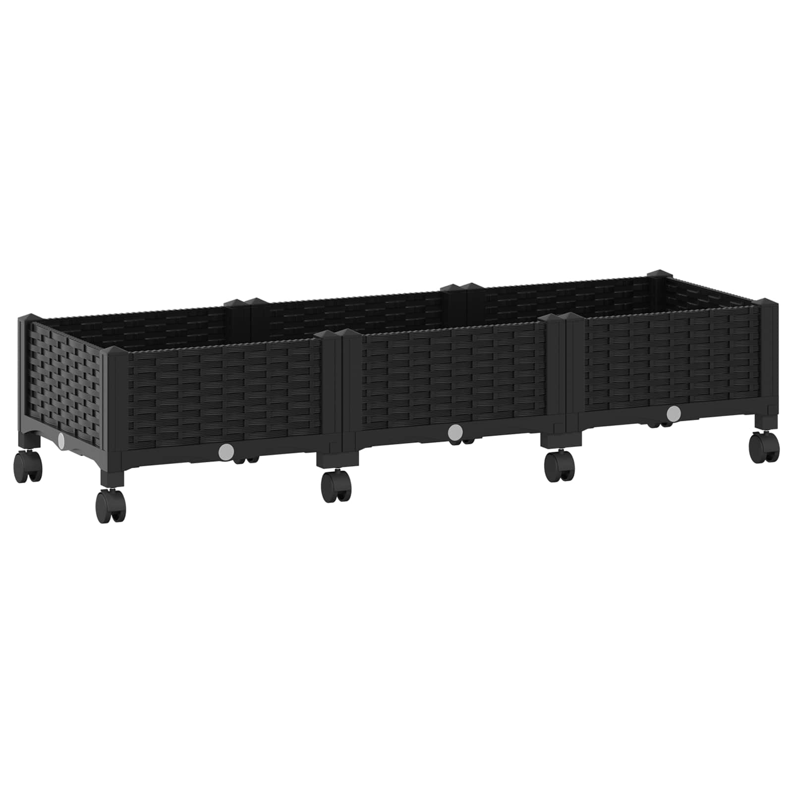 vidaXL Κήπος Γλαστράκι με Ροδάκια Μαύρο 120 x 40 x 29 εκ PP - Image 2