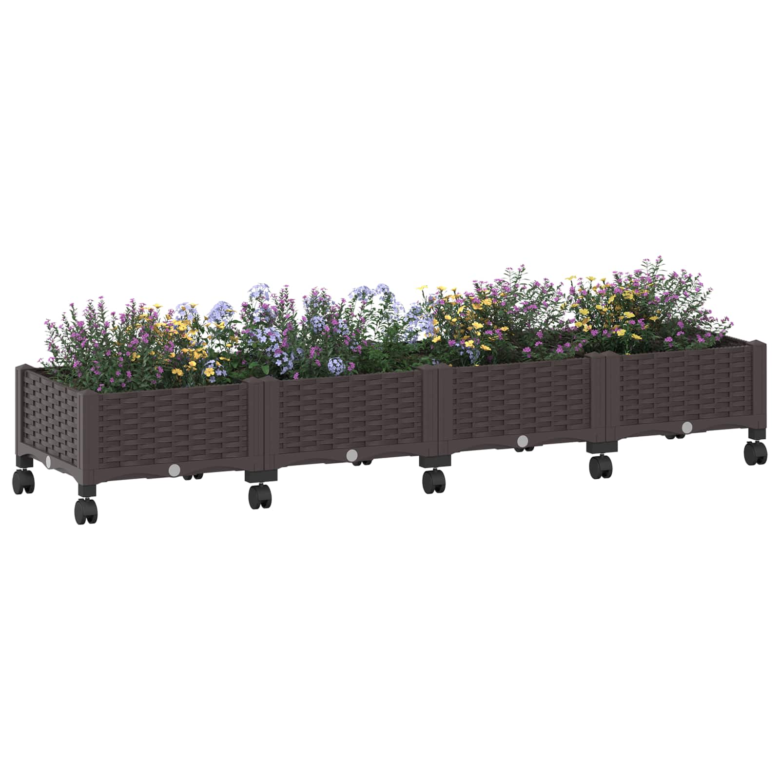 vidaXL Κήπος Γλαστράκι με Ροδάκια Καφέ 160 x 40 x 29 εκ PP - Image 3