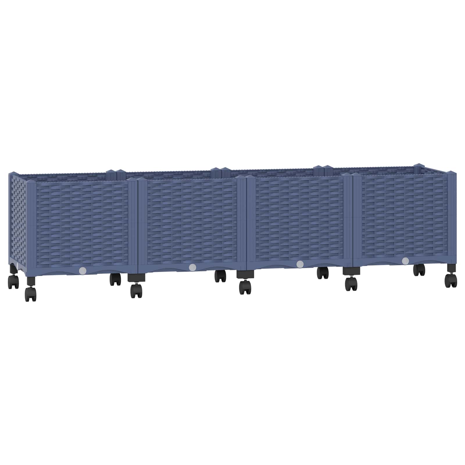 vidaXL Κήπος Γλαστράκι με Ροδάκια Μπλε Γκρι 160 x 40 x 48 cm PP - Image 2