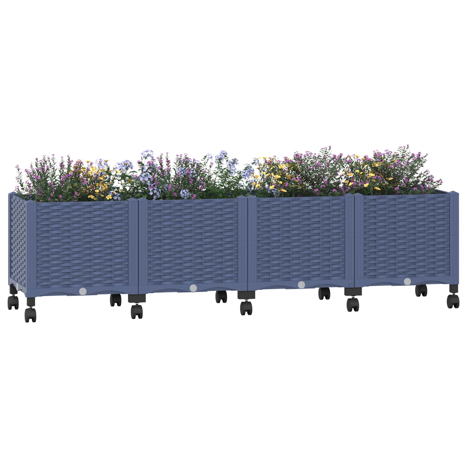 vidaXL Κήπος Γλαστράκι με Ροδάκια Μπλε Γκρι 160 x 40 x 48 cm PP - Image 3