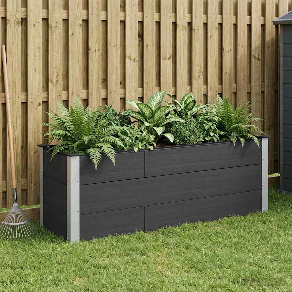 vidaXL Υπερυψωμένη Ζαρντινιέρα Μαύρο 150 x 50 x 54 cm
