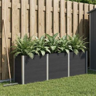 vidaXL Υπερυψωμένη Ζαρντινιέρα Μαύρο 300 x 50 x 91 cm
