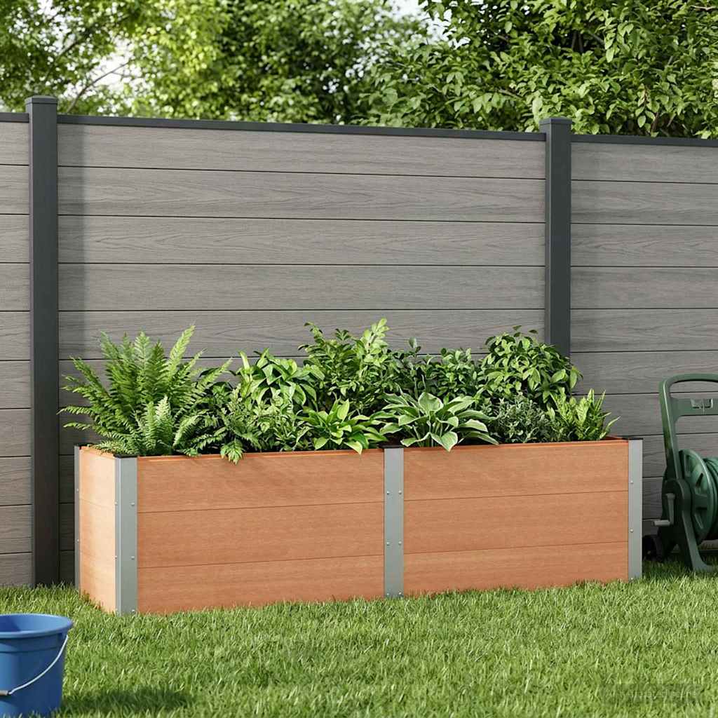 vidaXL Υπερυψωμένη Ζαρντινιέρα Καφέ 200 x 50 x 54 cm WPC και Αλουμίνιο