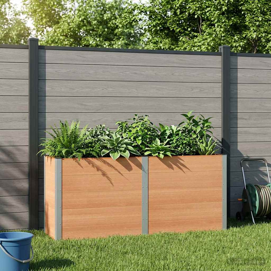vidaXL Υπερυψωμένη Ζαρντινιέρα Καφέ 200 x 50 x 91 cm WPC και Αλουμίνιο