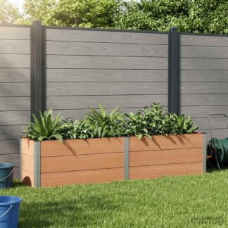 vidaXL Υπερυψωμένη Ζαρντινιέρα Καφέ 250 x 50 x 54 cm WPC και Αλουμίνιο