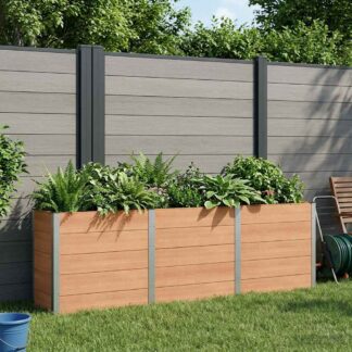 vidaXL Υπερυψωμένη Ζαρντινιέρα Καφέ 300 x 50 x 91 cm WPC και Αλουμίνιο