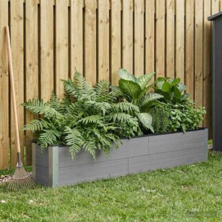 vidaXL Υπερυψωμένη Ζαρντινιέρα Γκρι 200 x 30 x 36 εκ WPC και Αλουμίνιο