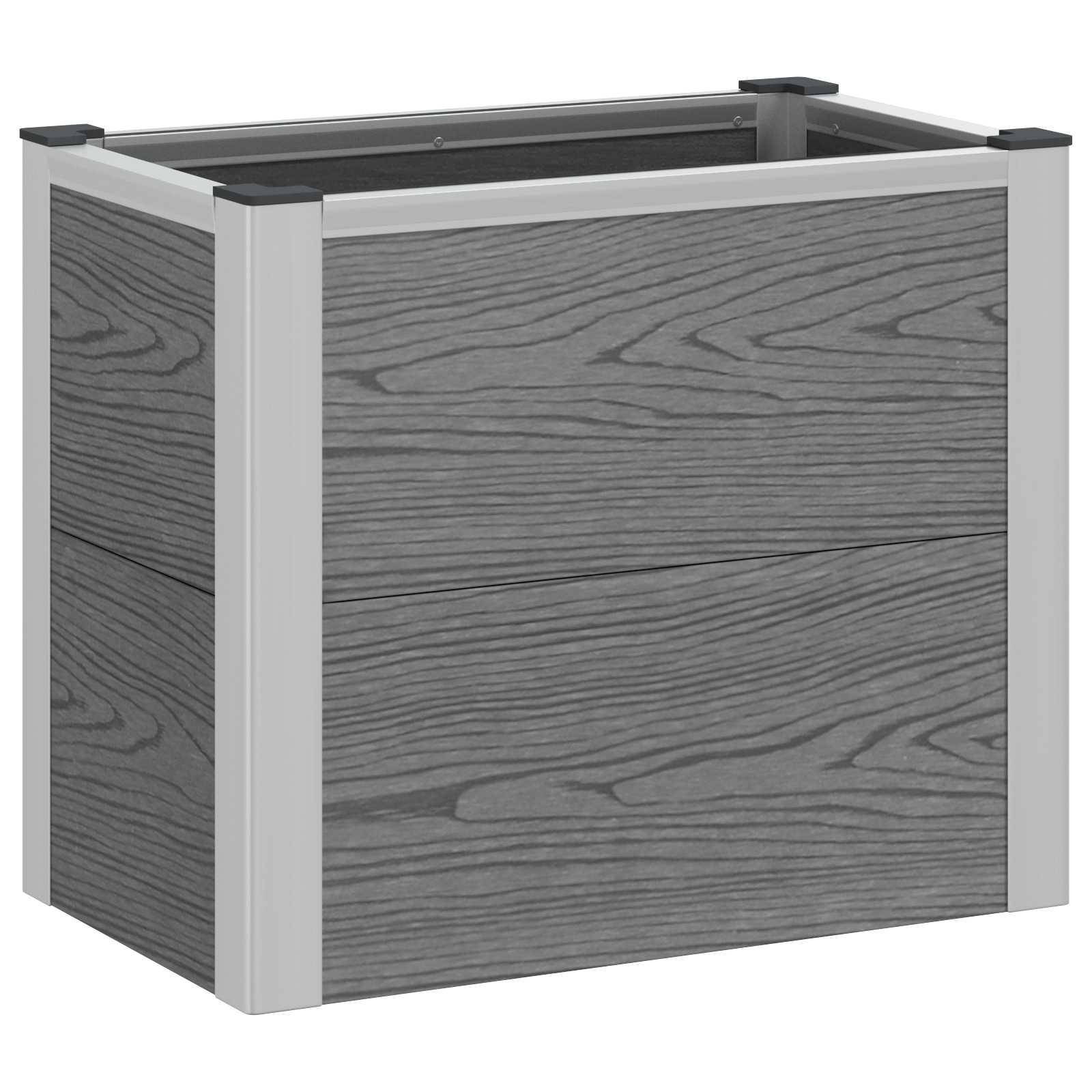 vidaXL Υπερυψωμένη Ζαρντινιέρα Γκρι 50 x 30 x 42 εκ WPC και Αλουμίνιο - Image 2