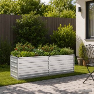 vidaXL Υψωμένο Κρεβάτι Κήπου Ασημί 160 x 40 x 55 εκ. γαλβανισμένο