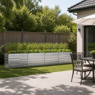 vidaXL Υψωμένο Κρεβάτι Κήπου Ασημί 320 x 40 x 55 εκ. γαλβανισμένο