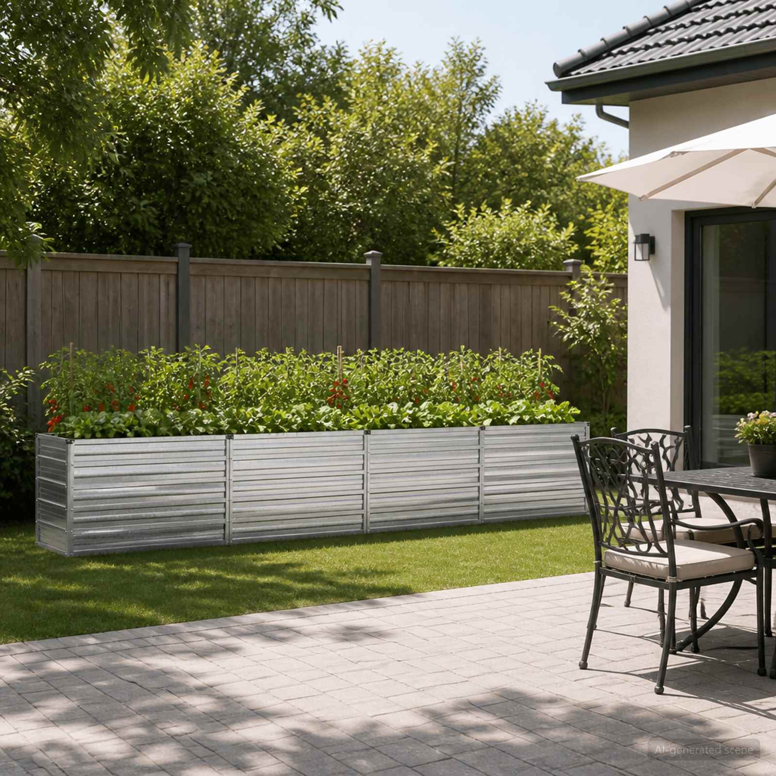 vidaXL Υψωμένο Κρεβάτι Κήπου Ασημί 320 x 40 x 55 εκ. γαλβανισμένο
