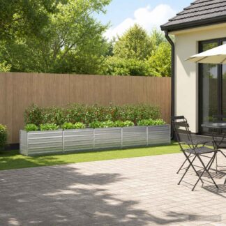 vidaXL Υψωμένο Κρεβάτι Κήπου Ασημί 400 x 40 x 55 εκ. γαλβανισμένο