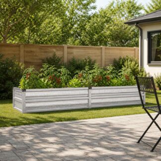vidaXL Υψωμένο Κρεβάτι Κήπου Ασημί 160 x 40 x 24 εκ. γαλβανισμένο