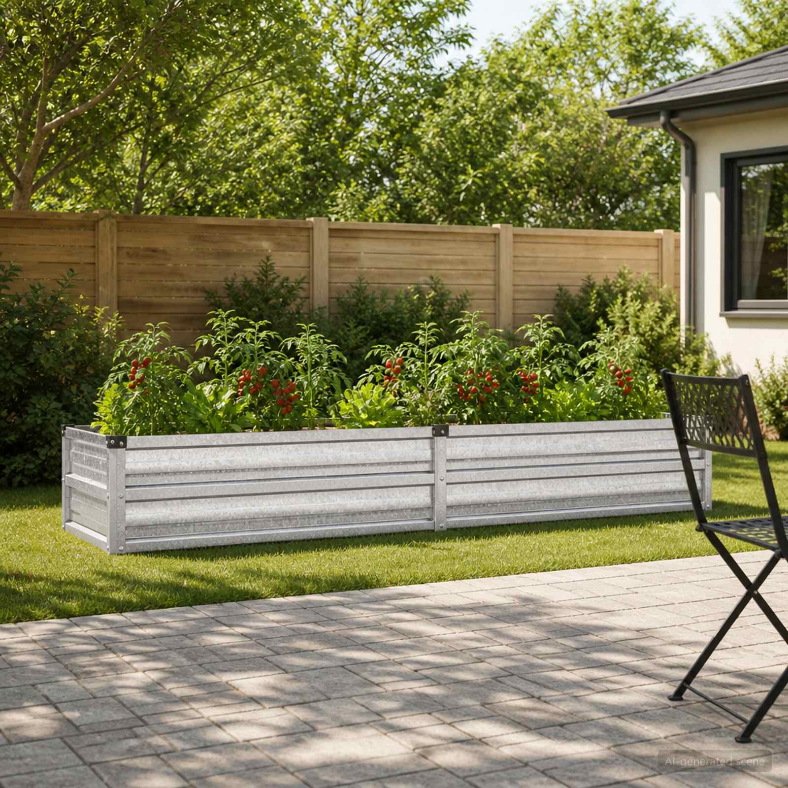 vidaXL Υψωμένο Κρεβάτι Κήπου Ασημί 160 x 40 x 24 εκ. γαλβανισμένο