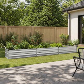 vidaXL Υψωμένο Κρεβάτι Κήπου Ασημί 240 x 40 x 24 εκ. γαλβανισμένο
